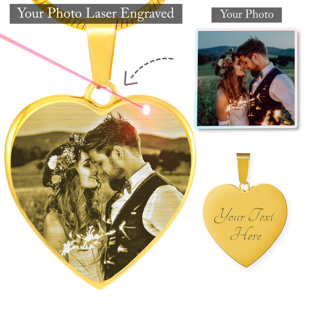 Photo Etched Heart Necklace